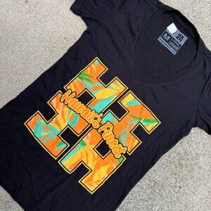 Hawaii's Finest Womens Graphic Tee Black V neck Hawaiian Sun Logo